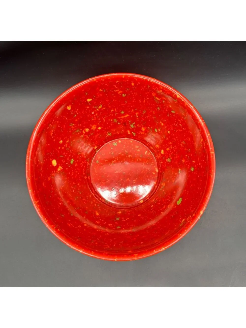 Rachael Ray Red Confetti Speckled Melamine Mixing Bowl Garbage Rubber Bottom 10”